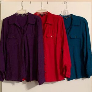 Notations Small Roll-Tab Sleeve Button Up Shirt